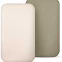 lulumoon Muslin Bassinet Sheets for Baby: Soft Bedside Sleeper Bassinet Fitted Sheets for Boys and Girls, Olive & Cream