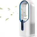 Misby Desk Fan, 11.8 Inch Portable Bladeless Fan, Small Rechargeable Table Fan with Battery, 3 Adjustable Speeds, Touch Control, Easy to Clean, Quiet Desktop Fan for Bedroom, Home, Office (White)