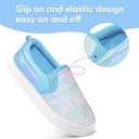 K KomForme Toddler Girls Boys Shoes Little Kids Slip on Canvas Sneakers for Running/Walking (Blue Glitter)