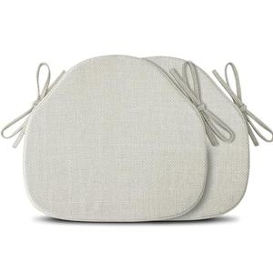 Dining Chair Cushions Set of 2, High-Resilience Foam Windsor Seat Pads, Kitchen Chair Cushions with Ties & Textured Cover, 2 Pack, 16.5 x 15.5 x 2, Off White