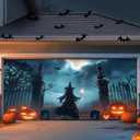 Brightown Halloween Garage Door Cover 7 x 16 FT Decorations, with Magnetic Hook and Elastic Cord for Easy Installation, Large Banner Backdrop for 2 Car Garage Door Party Wall Door Gate (Blue)