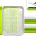 2-Pack Seed Sprouter Tray BPA Free PP Soil-Free Big Capacity Healthy Wheatgrass Grower Sprouting Container Kit with Lid (2, Green)