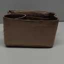 Ovignee Purse Organizer Insert for Handbags, Tote Bags, Speedy, Neverfull, ONTHEGO, Artsy - Silk Smooth with Bottle Holder - 4 Sizes (Brown)