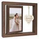 Happy Anniversary Rotating Picture Frame Gift, Acrylic Floating Photo Frame Engagement Wedding Gifts for Her/Him, Wife, Husband, Man, Couple, Boyfriend, Girlfriend, 4x6 Inch Photo Frame for Valentines Day Lover