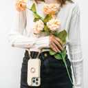 Crossbody Wallet Case for iPhone 16 Pro Max, Card Slot Phone Case with 360 Ring Stand, Built-in Makeup Mirror, Snap Closure, Adjustable Shoulder Strap, 6.9 Inch (White)