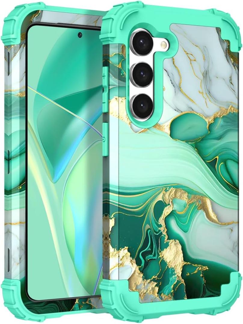 Hocase for Galaxy S24 Case, Shockproof Heavy Duty Protection Soft Silicone Rubber Bumper+Hard Plastic Hybrid Protective Case for Samsung Galaxy S24 5G (6.2") 2024 - Mint