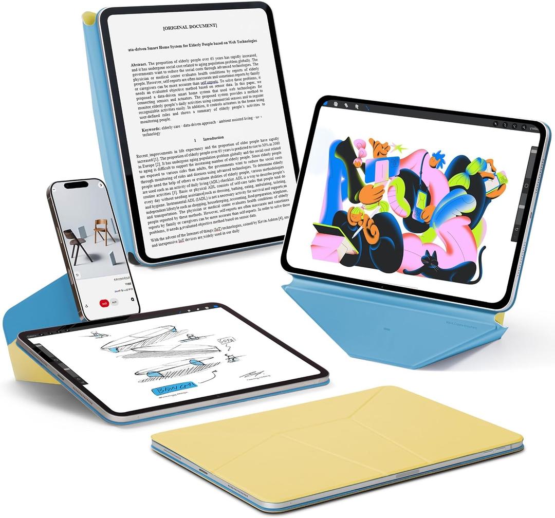 MOFT Dynamic Folio Case for iPad mini 7th A17 Pro 2024 & iPad mini 6th A15 2021, 8.3 Inch Slim Magnetic Stand Case with 20+ Viewing Angles, Auto Wake/Sleep, Ultra Thin, Panna Cotta x Faded Jeans