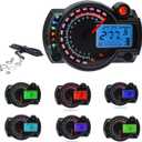KAOLALI Motorcycle Digital Speedometer Tachometer Motorcycle Speedometer Odometer 7 Colors LCD Backlight Adjustable Digital Gauge Meter R-X-2-N 14000RPM MAX 299KM/H