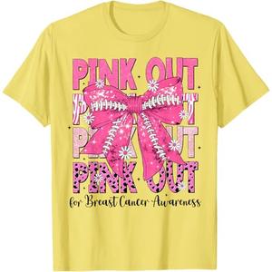 Breast Cancer Shirts Women Cancer Shirt Pink Ribbon Breast Cancer Awareness Tshirt Cancer Support Shirt Cancer Butterfly Tee XL  Lemon Yellow