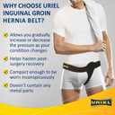 URIEL Left Side Hernia Belts for Men - Inguinal Hernia Belt for Men, Pre and Post Surgery Truss, Size Large, Black (39.8-44.5 Inches)
