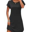 PLOKNRD Women's Casual Dress Summer Short Sleeve T-Shirt Dress Crew Neck Basic Dresses 2025 (2XL, Royal Blue)