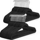 HOUSE DAY Black Velvet Hangers 50 Pack - Non Slip Felt Hangers Closet Essentials, Premium Space Saving Hanger, Gentle on Clothes, Sturdy Shoulder Design