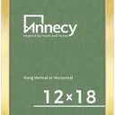 Annecy 12x18 Picture Frame Gold（1 Pack）, 12x18 Frame for Wall Decoration, Classic Gold Minimalist Style Suitable for Decorating Houses, Offices, Hotels