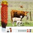 Electric Netting 35.4"H x 164'L, Electric Netting with Posts and Double-Spiked Stakes, Portable Electric Fence Netting for Backyards, Homesteads, Gardens, Farms, and Ranches