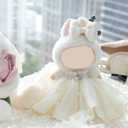 17cm Doll Clothes with La bu-u, High Fashion Dress Set, 17cm Doll Accessories, Set of 4 - Dress + Necklace + Bow Hair Accessory + Leather Shoes (Not Dolls) (White Set)