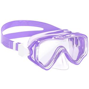 Kids Swim Goggles, Anti-Leak Snork Mask with Nose Cover & Elastic Fabric Strap, UV Protection Swimming Goggles for Kids Boys Girls (Purple)