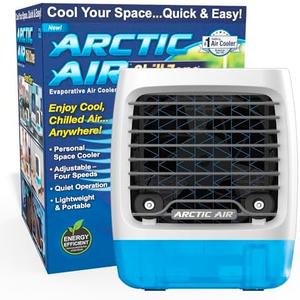 Arctic Air Chill Zone Evaporative Cooler with Hydro-Chill Technology, Portable Fan with 4 Adjustable Speeds, 8-Hour Cooling, Fan for Bedroom, Living Room, Basement, Office & More