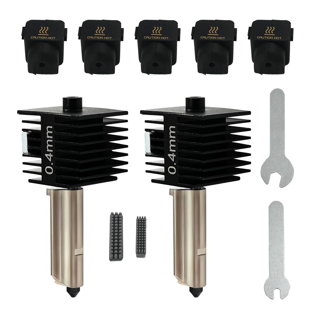 Comgrow 2 Pack A1 Mini/A1 Hotend, Print Head Hot End Kit Extruder High-Temperature 0.4mm Hardened Steel Nozzle Replacement with 5PCS Silicone Cover Sock and Silicone Brush for Bambu Lab A1/A1 Mini