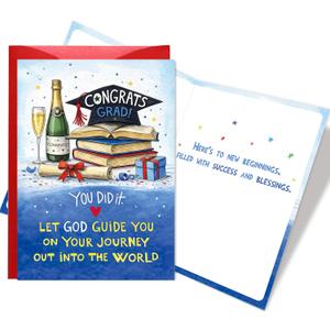 2026 Graduation Card for Him Her - Christian Congrats Grad Card with Envelope, Class of 2026 Graduation Gifts Cards for High School College Graduate, Let God Guide You On Your Journey
