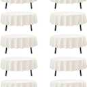 10-Pack Ivory Round Tablecloths, 84 Inches, Stain-Resistant Polyester for 3-5 Ft Round Tables - Washable Table Covers for Weddings, Banquets, Birthday Parties, Events