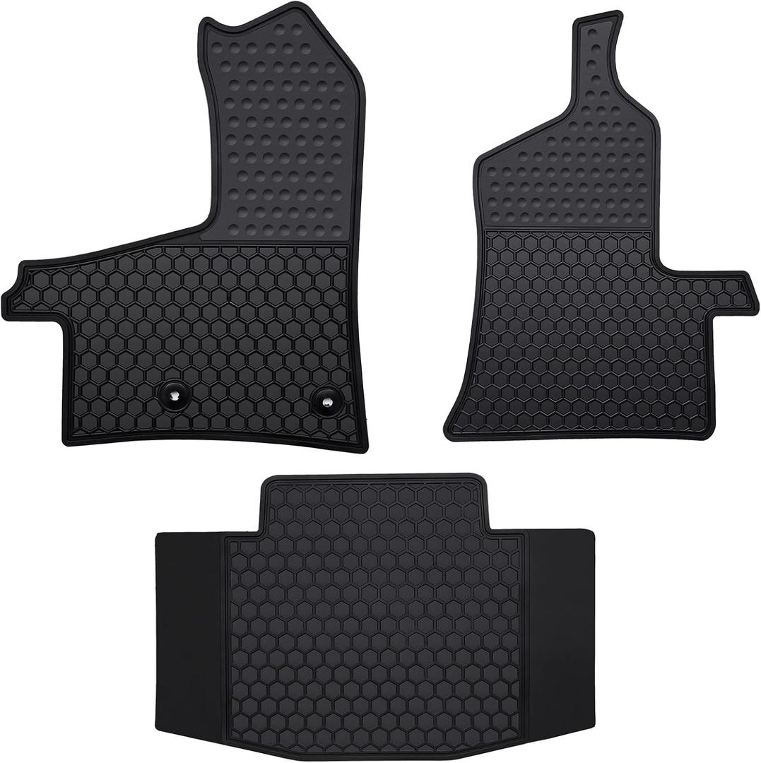 Car Floor Mats Custom Fit for 2015-2019 Ford Transit 150/250/350 Black Rubber Auto Liner Mats All Weather Protection Odorless(No Transit Connect)