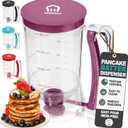 KPKitchen Pancake Batter Dispenser - Kitchen Must Have Tool for Perfect Pancakes, Cupcake, Waffle, Muffin Mix, Cake & Crepe - Baking Supplies for Griddle - Pancake Maker with Measuring Label (Purple)