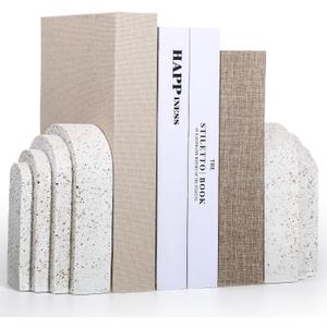 Heavy Duty Book Ends for Shelves, Decorative Book Stopper for Shelves, Resin Decor Bookends for Heavy Books, Modern Pleasing Layered Arch Design Aesthetic Bookend for Bookshelf, Home, Office