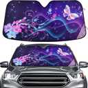 Fantasy Butterfly Flowers Windshield Sun Shade for Car Auto SUV Truck Foldable Front Window Sunshade Sun Visor Protector Block UV Rays Reflect Heat, 55" x 28" (A003)