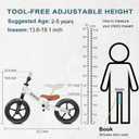 SEREED Toddler Balance Bike 2 Year Old, No Pedal Kids Toy Bike for 2-5 Years Old, Tool-Free Adjustment, Gift for 2-3 Boys Girls, Customize Plate with 3pcs Stickers (White)