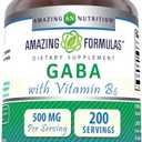 Amazing Formulas GABA with Vitamin B6 Supplement | 500 Mg Per Serving | 200 Capsules | Non-GMO | Gluten Free | Made in USA