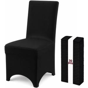 30 Pack Black Stretch Chair Covers, Spandex Dining Chair Slipcovers, Wrinkle Resistant Reusable Covers for Wedding, Party, Banquet & Events