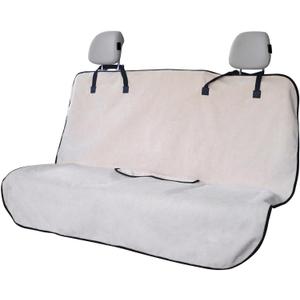 Back Seat Cover for Car Trucks Van SUV,Waterproof Rear Bench Towel Seat Covers for Dogs and Kids,Automotive Backseat Protector (Off-White)