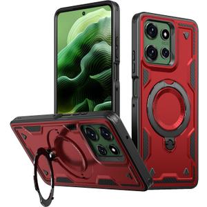 for Moto G 5G 2025 Case with Magnetic Stand 360Rotatable Ring Invisible Kickstand Double Shockproof Protection Women Men Case for Motorola Moto G 5G 2025 Red TH