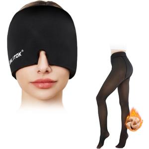 EXQUISLIFE Migraine Headache Relief Cap+Fleece Lined Tights Sheer Women