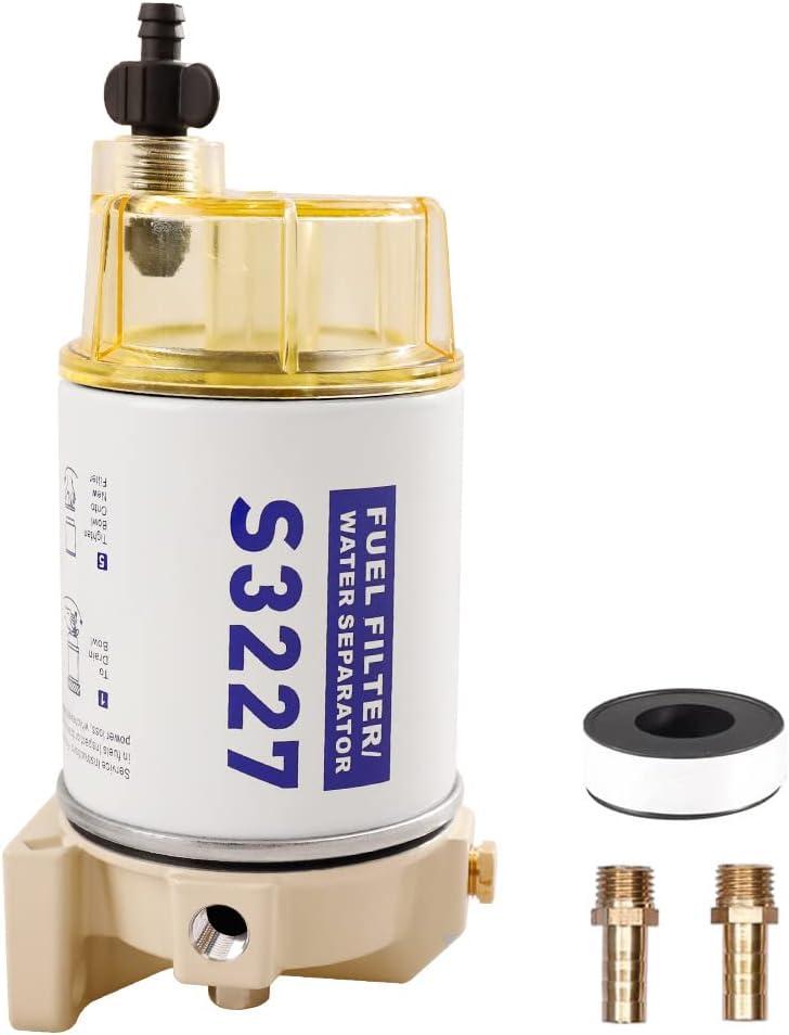 S3227 Fuel Filter Marine Fuel Water Separator Assembly Replacement for Marine Outboard Motor Replace# S3227 320R 490R-RAC-01 18-7948 9-37882 18-7922 18-7922-1