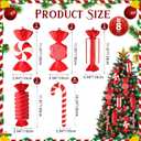 Lanpn 8 Pcs 11.8" Extra Large Candy Cane Christmas Decorations, Giant Peppermint Candies Xmas Tree Ornaments, Red White Lollipop Candy Canes, Sweet Hanging Decor for Candyland Holiday Indoor Outdoor