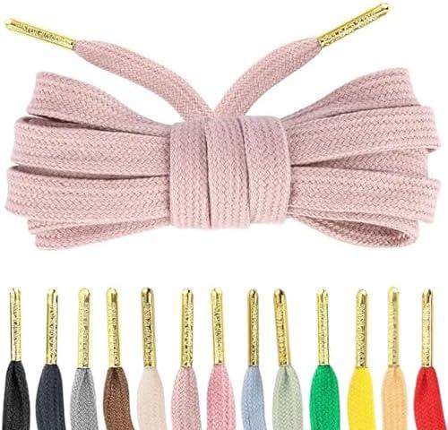 Loop King Shoe Laces- Premium Flat Cotton Laces for Sneakers with Gold Tips - Perfect for Athletic Adults and Kid 45"