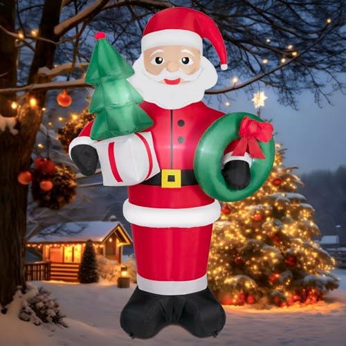 Kendane 8FT Christmas Inflatables Santa Claus with Christmas Tree,Inflatables Decorations Outdoor/Indoor,Christmas Blow Up Santa Claus Yard Decorations Built-in LED Lights,for Yard/Lawn/Garden.