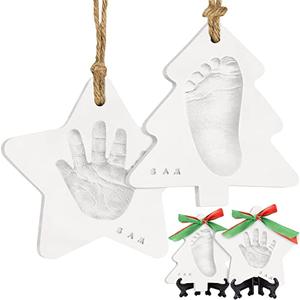 Baby Hand and Footprint Kit - Personalized Baby First Christmas Ornament, Newborn Footprint Ornament Keepsake, Easy DIY Dog Paw Print Kit, Newborn Christmas Gifts for Boys, Girls, New Mom (Christmas)