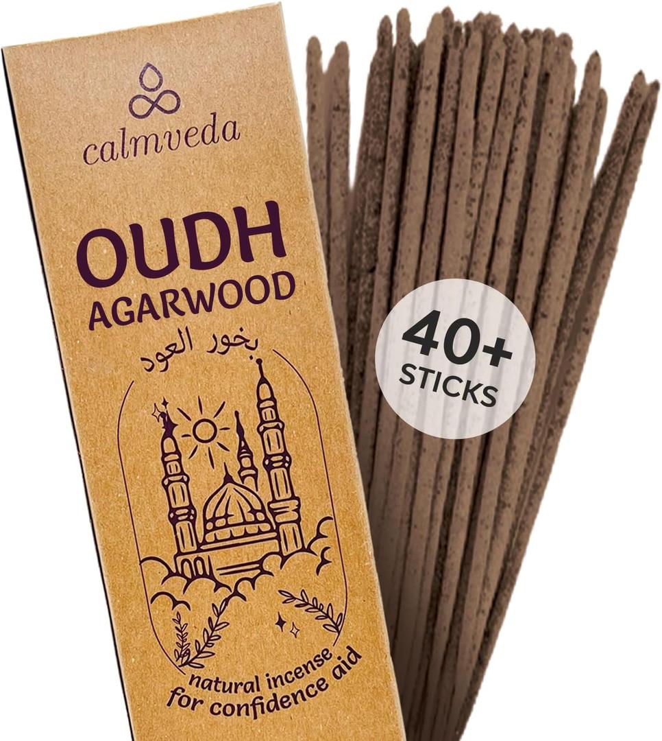 Mystic Oud Agarwood Incense Sticks - (40+Sticks, 9 inch) Thick Natural Resin Incenses Made from Assam Oudh Chips, Clean Charcoal Free | Infuse Luxury with These Exotic Oud Incense (Burn Time 45+ mins)
