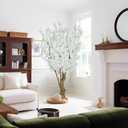 7FT Artificial Cherry Blossom Tree, White Faux Flower Tree for Home, Office, Wedding, Party & Outdoor Decor (2.1M)