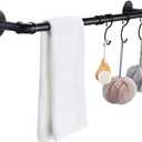 Industrial Black Pipe Towel Bar, 33.4 Inch Long Bath Towel Rack, Wall Mounted Heavy Duty Thicken Bathroom Hardware Towel Holder Organizer, Rustic Towel Rails