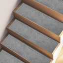 Self-Adhesive Non Slip Carpet Stair Treads 8"x 30" (7 PCS), Machine Washable Stair Rugs for Steps, Safety Stair mats for Dogs, Kids & Elderly (Light Grey)