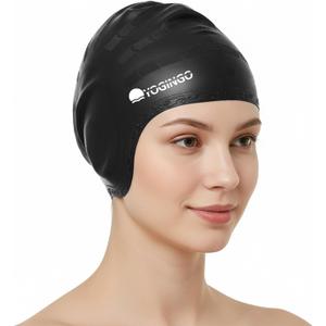 Swimming Cap - Silicone Swim Cap for Women & Men, Long Hair Swim Cap for Adults, Older Kids, Keep Hair Dry and Protect Ears