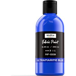 Nicpro Blue Fabric Paint for Furniture, 8.45 oz (250 ml) Fabric Paint for Clothes Permanent, Soft Rich Pigment Non-Toxic Textile Paint for Fabric DIY Crafts T-shirts Shoes Jeans for Kid Adult