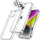 JETech 5 in 1 Case for iPhone 14 6.1-Inch, with 2-Pack Screen Protector and Camera Lens Protector, Non-Yellowing Shockproof Bumper Phone Cover, Full Coverage Tempered Glass Film (Clear)