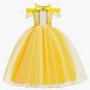 Berlune Princess Costumes for Girls Princess Dress up Accessories for Kids Cosplay Dress Halloween Party Birthday Outfit(45Y,Yellow)