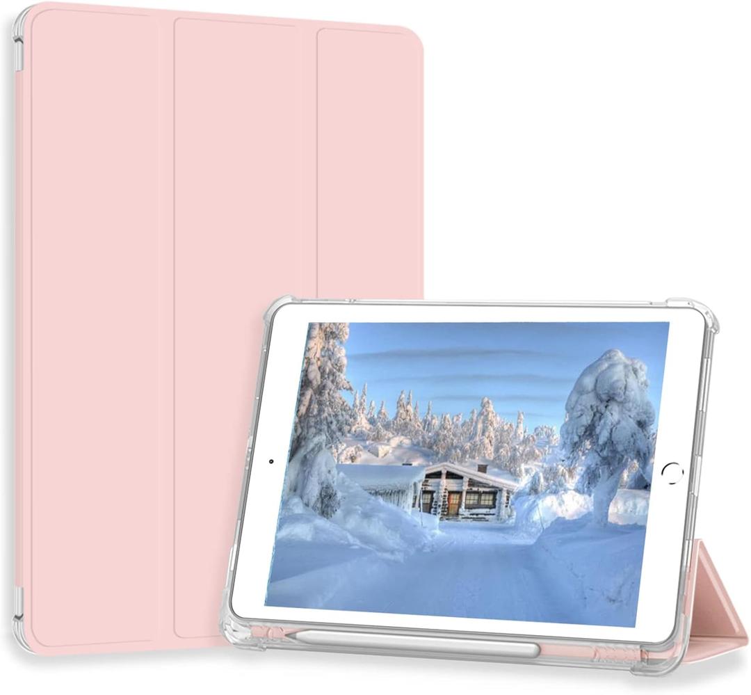Case for iPad Pro 9.7 Only(Old Model 2016), Lightweight Slim Auto Sleep/Wake Trifold Stand Smart Cover, Soft TPU Frosted Translucent Back Pencil Holder Case for iPad Pro 9.7 Inch, Pink