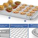Baking Sheet with Wire Rack Set, 15.35''x 11.5'' Stainless Steel Cookie Sheet and Cooling Rack, Non-stick Cooking Pan with Grease Mesh Strainer Kitchen Bakeware for Smoker and Grills,Oven Safe