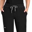 COMENII Scrubs for Women Set, V-Neck Scrub Top & Jogger Scrub Pants for Women with 11 Pockets, Comfortable Womens Scrubs (XXL, Black)